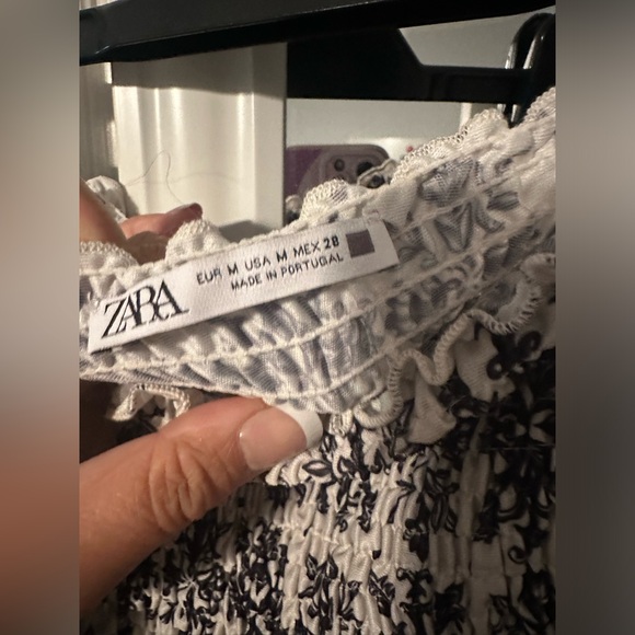 Zara Cropped Strapless Ruched Flowy Floral Silk Shirt Top Women’s Size M New - Picture 2 of 3